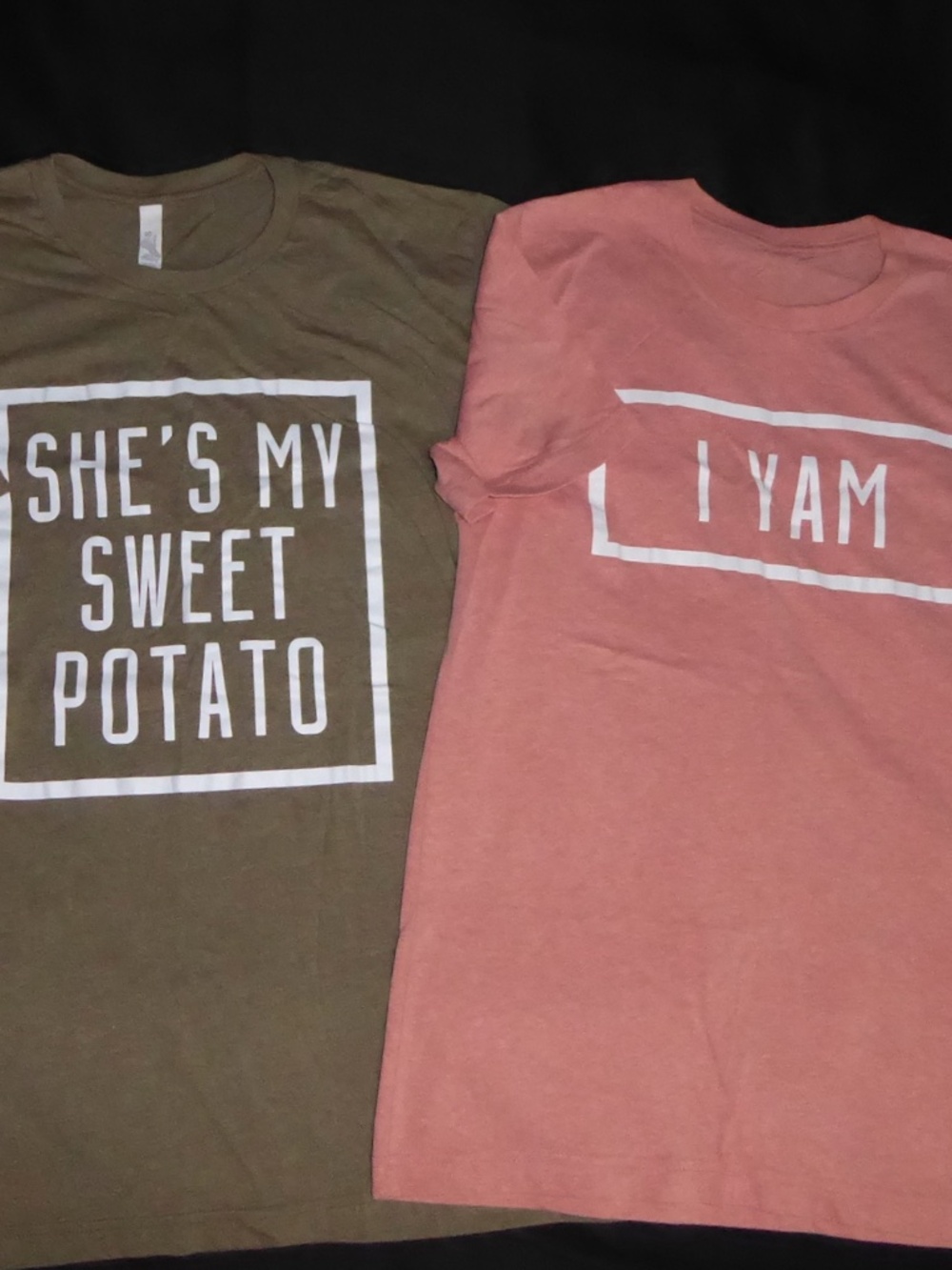 She's My Sweet Potato I Yam Shirt Set COUPLES SET Green Peach Thanksgiving XL/M